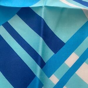 Vintage Liberty of London Silk Scarf - Bold Geometric Blue Print in OG packaging